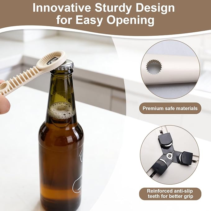 Multi-Functional 4-in-1 Jar Opener, Adjustable Stainless Steel Bottle Opener for Multi Size Jar Bottles with Ergonomic Non-Slip Handle Grip, Kitchen Helper for Seniors Weak Hands Arthritis