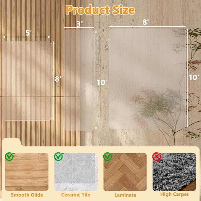 Clear Runner Rug 3'x10' for Hallway – Non Slip Waterproof Vinyl Carpet Protector, Plastic Floor Mat Runner for Kitchen, Entryway, Laundry, Indoor Outdoor High Traffic Areas