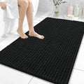 OLANLY Bathroom Rug Mat 44x32, Thick Soft and Absorbent Chenille Bath Mat, Non-Slip Rubber Backing, Machine Washable Quick Dry Bath Rugs for Tub Shower Floor, Home Decor Accessories, Black