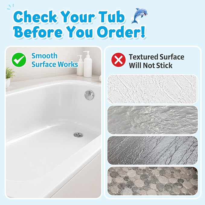 XIYUNTE Baby Bath Mat for Tub Non Slip Kids, BPA Free Extra Long Bathtub Mat 40x16 with Drain Holes and 200 Suction Cups, Non Toxic Machine Washable Toddler Bath Mat, Eco-Friendly Certified