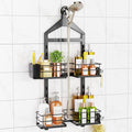 ODesign 2 Tier Height-Adjustable Partition Shower Caddy Hanging Anti-Swing-Over The Shower Head Caddy Storage Organizer Bathroom Shelves Basket-Black