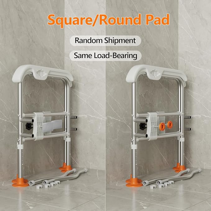 Emergency Alert Toilet Safety Rails for Seniors (665lbs), Adjustable LED Toilet Frame with Call Bell & Handles for Elderly, Foldable Handicap Toilet Aid Support for Most Toilets, Stand Up Assist