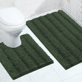 Turquoize Chenille Bathroom Rugs Set Non-Slip Bath Mats for Bathroom Super Absorbent Shaggy Rugs for Tub Shower Toilet Bath Rug Plus U Shaped Rug (Oversized: 24" x 36" and 20" x 24" U),Bronze Green