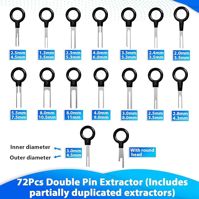Kikerike Terminal Removal Tool Kit 139 Pcs Depinning Tool Electrical Connector Pin Removal Tool Kit Pin Extractor Tool Set Wire Terminal Release Tool for Automotive Car Household Devices