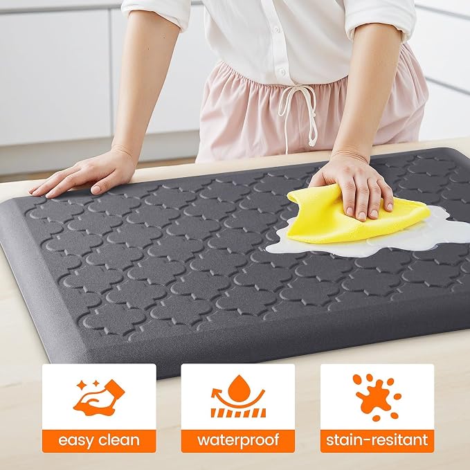 TranquilRelax 4/5 Inch Thick Anti-Fatigue Kitchen Mat Water Resistant Non-Slip Kitchen Floor Mat Ergonomic Comfort Standing Mat for Home Kitchen Office Laundry 17.3"x 28" Grey