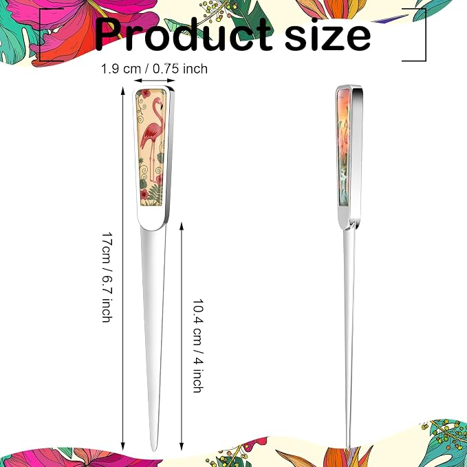 Chuangdi 4 Pieces Letter Opener Knife Fancy Stainless Steel Envelope Openers Slitter Lightweight Mail Opener Tool for Women Men Graduation Gift Office Home School Supplies(Flamingo Style)