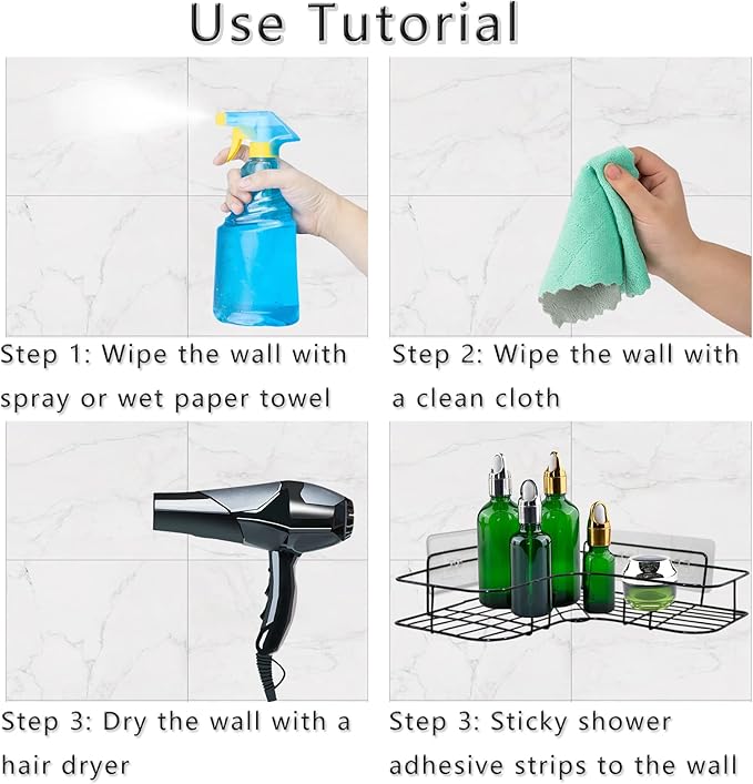 2 Pack Shower Caddy Adhesive for Replacement, Strong Transparent Adhesive for Shower Caddy Sticky Pads, No Drilling for Corner Shelf Basket, Bathroom Storage Shelves, Kitchen Racks and Soap Holder