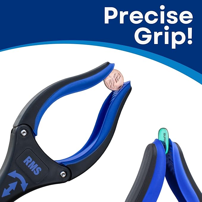 RMS 2-Pack 32 Inch Extra Long Grabber Reacher with Rotating Jaw - Mobility Aid Reaching Assist Tool (Blue)