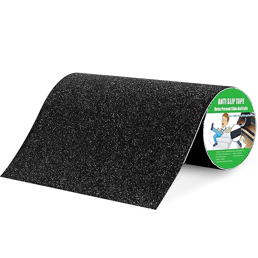 Yorwe Anti Slip Tape, High Traction, Strong Grip Abrasive, Not Easy Leaving Adhesive Residue, Indoor & Outdoor (12" Width x 190" Long, Black)