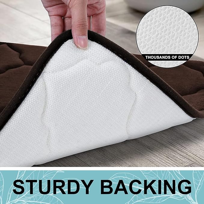 OLANLY Memory Foam Bath Mat Rug 36x24, Ultra Soft and Absorbent Bathroom Rugs, Non-Slip, Comfortable, Machine Washable Bath Carpet for Bathroom Floor, Tub, Shower and Home Decor Accessories, Brown