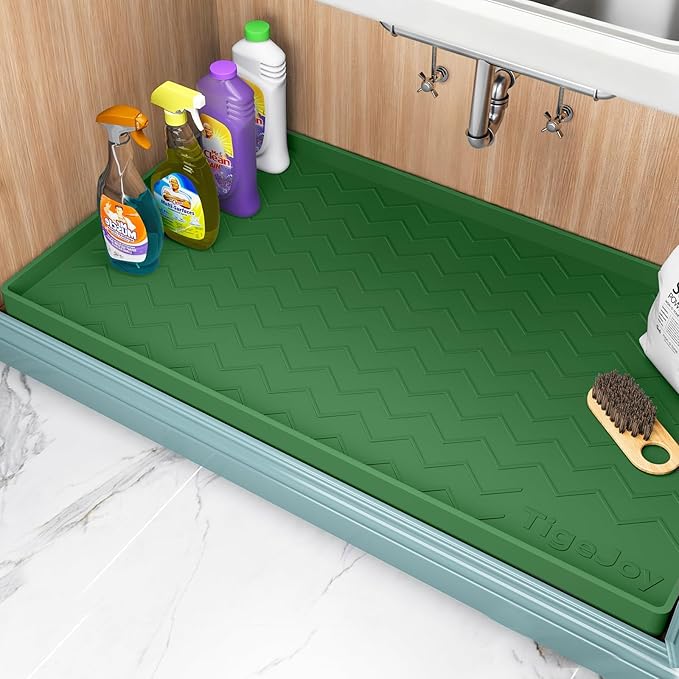 TigeJoy 22" x 19" Under Sink Mats for Kitchen Waterproof, Leak-Proof Silicone Mat Sink Protector and Cabinet Liner, Kitchen Essentials Organizer and Storage, Boot or Shoe Tray, Pet Feeding Mat
