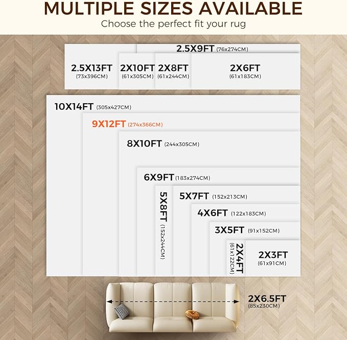 BAGAIL BASICS 9 x 12 FT Rug Pad Gripper for Hardwood Floors, Non Slip Rug Pads for Area Rugs, Extra Thick Under Rug Padding, Protect Your Rugs & Floors