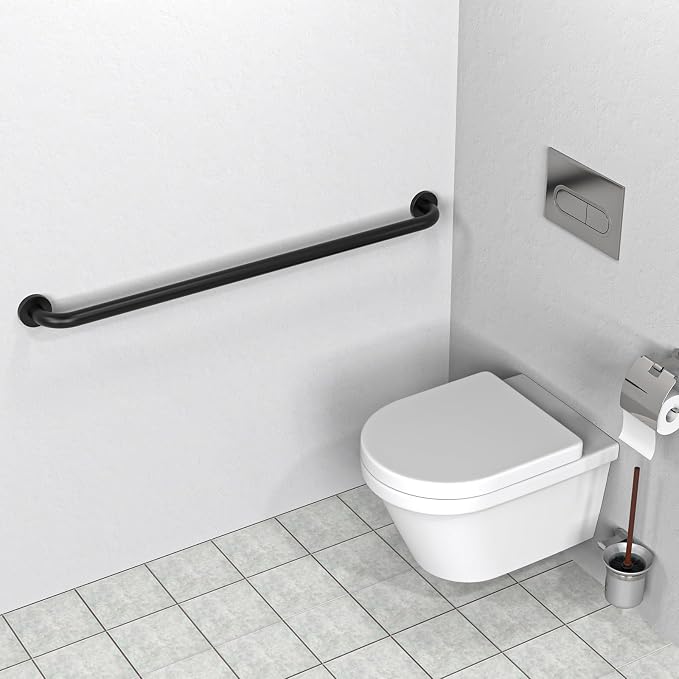 2 Pack 40 Inch Black Shower Grab Bars, ZUEXT Stainless Steel Bathroom Wall Grab Bar Handle, Shower Balance Bar, Safety Hand Rail Support,Handicap Elderly Senior Assist Bath Grab Handle(1.25" Diameter)
