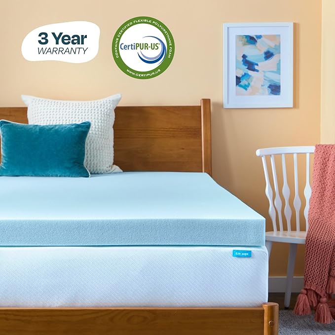 Linenspa Memory Foam Mattress Topper, King Size - 4 Inch Gel Infused Memory Foam - Plush Feel - Cooling and Pressure Relieving - CertiPUR Certified