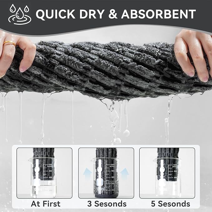Bathroom Rugs Mat Quick Dry Absorbent Non Slip Bath Mat Bath Mats for Bathtub Mat Bathroom Carpet Fit Under Door Washable Floor Bath Rugs Dark Grey 16x24-2pc