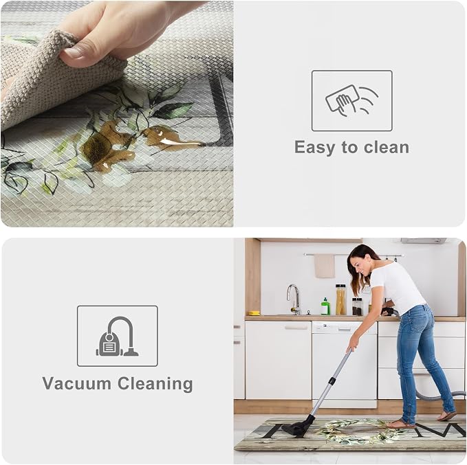KIMODE Anti Fatigue Mats for Kitchen Floor,Farmhouse Rugs Sets of 2,Cushioned Carpet Non Slip for Laundry,Wide Memory Foam Runner for Sink Office,Grey 20"x47"+20"x32"