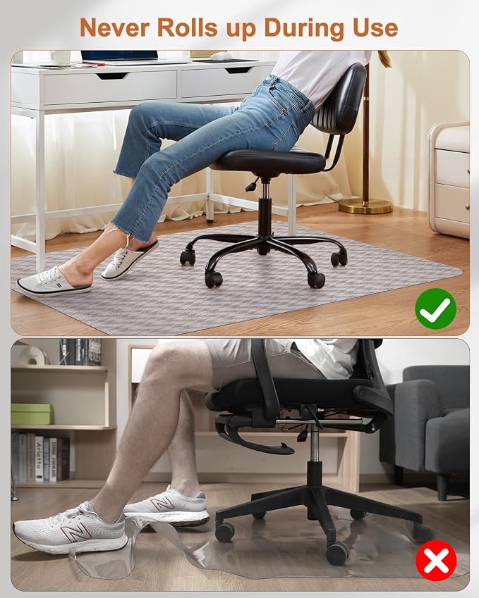 Blvornl Large Office Chair Mat for Hardwood Floor, Rolling Chair Chair Mat for Hard Wood, Large Anti-Slip Hard Floor Protector, Heavy Duty Computer Desk Rug for Office and Home 53"*45"