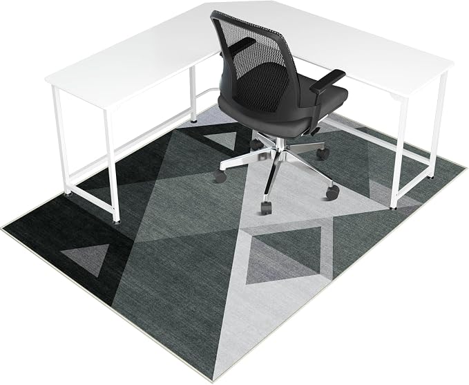 Office Chair Mat for Hardwood Floor & Tile Floor,48"X 60" Heavy Duty Desk Chair Mat for Hard Floors, Under Desk Rug for Rolling Computer Chair,Anti Slip,Low Pile Carpet Floor Protector-Triangle