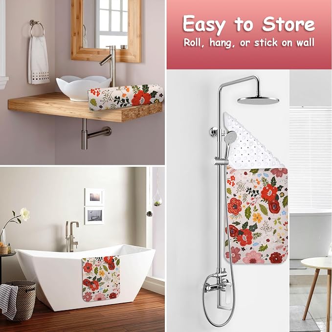 Bathtub Mat Non Slip, Bohemia Extra Long Bath tub Mat Shower Floor Mat with Suction Cups and Drain Holes for Adults Kids Elderly 40 X 16 Inch