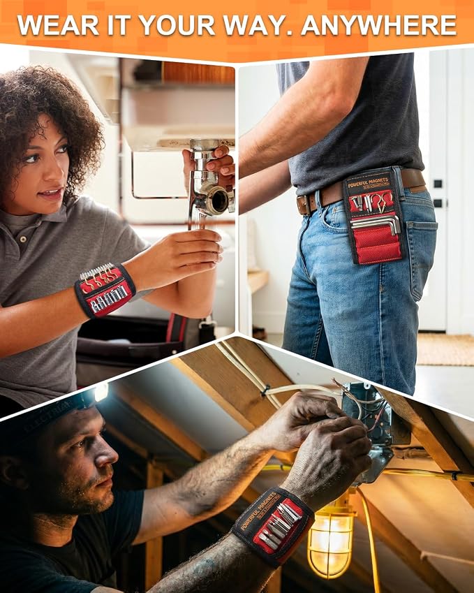 Father Day Gifts from Daughter Wife Son Magnetic Wristband: Men Tool Gifts for Men Him Belt Magnet Wrist for Holding Screws Nails Cool Gadgets Ideas Grandpa Father Day Gifts for Husband Dad Papa