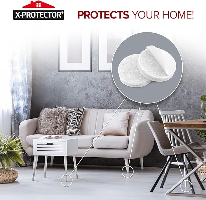Felt Furniture Pads X-PROTECTOR 133 PCS - Premium Furniture Pads for Hardwood Floors - White Felt Pads for Furniture Feet - The Best Chair Leg Floor Protectors - Protect Your Hard Floors!