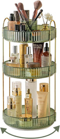 Asayuee 360 Rotating Makeup Organizer,3 Tier Large Capacity Make Up Organizers and Storage,Skincare Perfume Vanity Organizers,Bathroom Cosmetics Storage Organizer Countertop (Green)