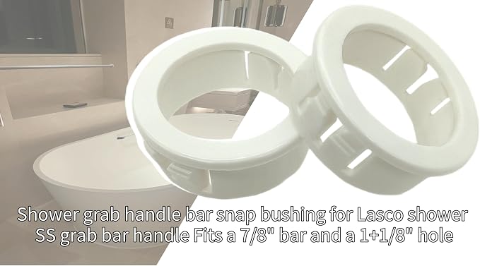 SB1.093-14 Shower Grab Handle Bushing Lasco snap Bushing, Compatible with HEYCO Lasco Shower Gripper (7/8 inch Rod and 1+1/8 inch Hole) 2 Pack