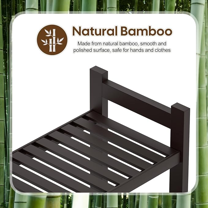 Cozivolife Over The Toilet Storage: 4-Tier Bamboo Organizer Rack with 2 Baskets & Paper Holder & 4 Hooks & Waterproof Feet Pad, Adjustable Freestanding Shelf for Bathroom (Brown)