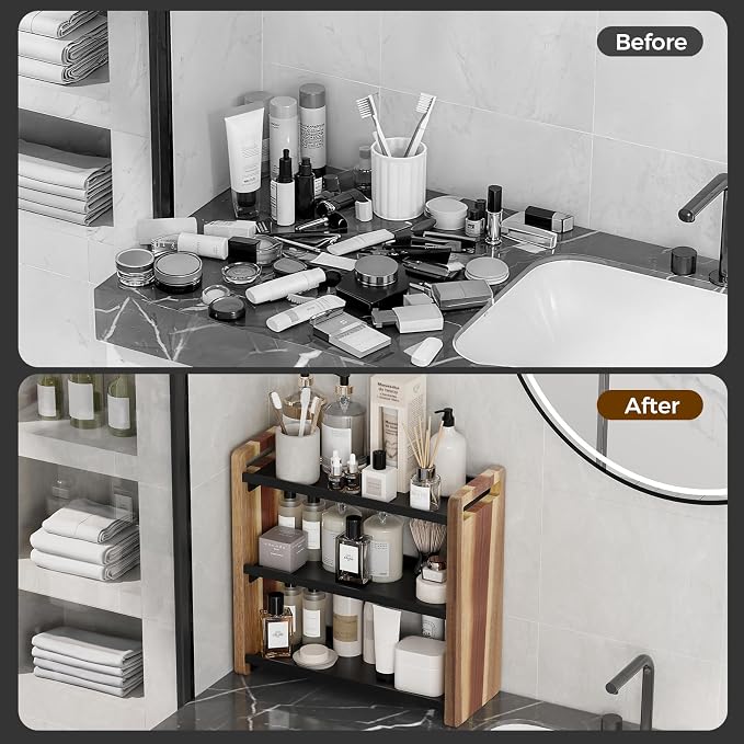 Bathroom Counter Organizer,Bathroom Counter Shelf,Bathroom Organizers,Under Sink Organizer,Cologne Organizer For Men,Cologne Cabinet,Father Day Gift for Dad(Acacia 3 Tier)