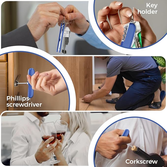 Small Pocket Knife 6 in 1 - Keychain Multitool - Compact Kids Pocket Knife with Bottle Opener, Can Opener, Corkscrew, Phillips Screwdriver - EDC Gift for Men, Women, Camping, Hiking, Travel - 5005