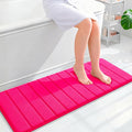 OLANLY Memory Foam Long Bathroom Rugs Runner 47x17, Super Soft Absorbent Bath Mat, Quick Dry, Machine Washable Shower Floor Rugs, Bathmat Carpet, Bathroom Home Decor Accessories, Hot Pink