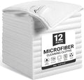 SIFANGKE Microfiber Cleaning Cloth, 12 Pack Lint-Free and Highly Absorbent Rags, White Reusable Microfiber Towels for Car, Kitchen, Bathroom and Household Cleaning Supplies, 11.8"X11.8"