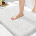Yimobra Bathroom Rugs Non Slip Washable, Ultra Soft and Water Absorbent Bath Mats, Plush Fluffy Shower Mat Outside, Microfiber Thick Matts for Bathroom Floor/Sink, 24X17, Off White