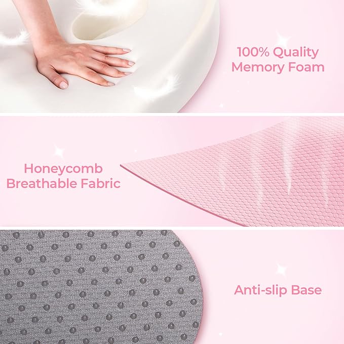 AUVON Innovative Donut Pillow Hemorrhoids Scientific Center Hole and Tailbone Cutout, Orthopedic Pain Relief Donut Seat Cushion for Coccyx, Sciatica, After Surgery Sitting Relief