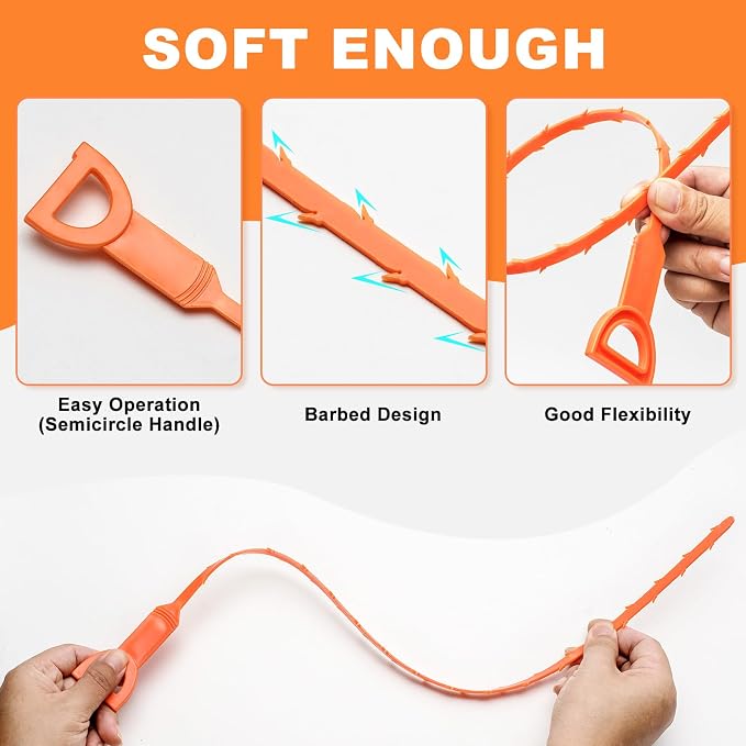 Drain Clog Remover, Effective Drain Snake Hair Drain Clog Remover, Ideal Drain Cleaner For Sinks, Showers, And Tubs - Flexible And Durable 6Pack 20inch Length For Easy Use.