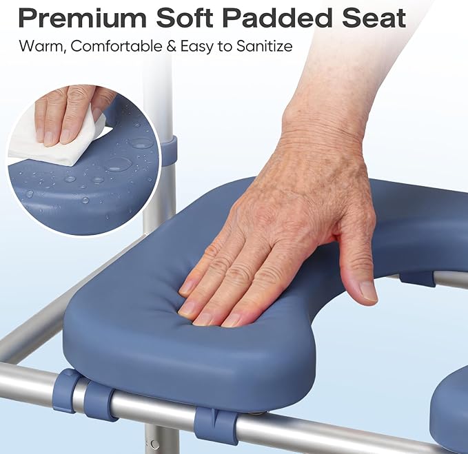 FSA/HSA Padded Toilet Seat Riser for Seniors, Heavy Duty Raised Toilet Seat with Handles Adjustable Standalone Toilet Safety Frame, Elderly Assistance Products for Bariatric, Pregnant, Surgery
