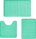 EAL Memory Foam Bath Mat Set - 3 Piece Non-Slip, Absorbent Shaggy Mats, Machine Wash, Perfect Plush, U-Shaped Toilet Rug & Living Rug