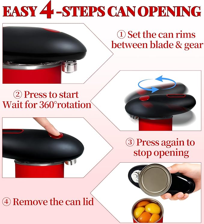 ChlorBlu Electric Can Opener Fast One-Touch, Automatic Can Opener, Battery Operated Can Opener for Smooth Edge Safe Fast Opening, Hands Free can Openers for seniors with arthritis, Fits All Cans