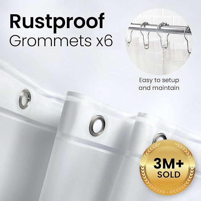 LiBa Bathroom Shower Curtain - Waterproof Plastic Shower Curtain Premium PEVA Non-Toxic with Rust Proof Grommets Clear 10G Heavy Duty Bathroom Accessories 72x84