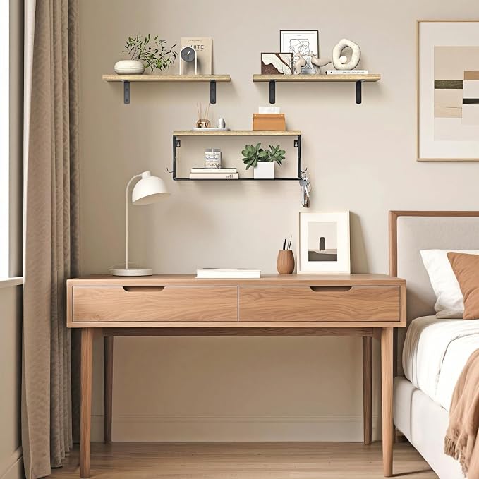 Floating Bathroom Shelves Wall Mounted - Wooden Shelf Set of 3 for Over Toilet Storage & Farmhouse Bathroom Decor - Perfect Shelving Organizer for Apartments RVs Powder Room Restroom - Wood