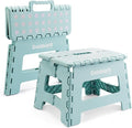 Goldblatt 8.5" Folding Step Stool for Adults and Kids, Lightweight Heavy-Duty Plastic Portable Foldable Stool with Non-Slip Top and Anti-Skid Feet, 300 lbs Capacity, Kitchen & Bathroom, Blue-Green