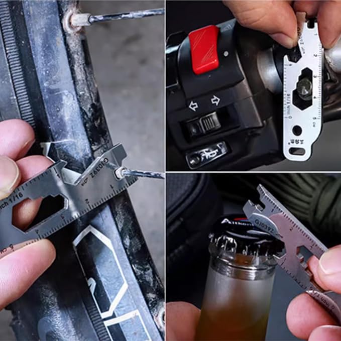 Sanrenmu Keychain Pry Bar Bottle Opener Mini Multi Tool with Wrench Function Stainless Steel Compact Size for Outdoor Camping Hiking