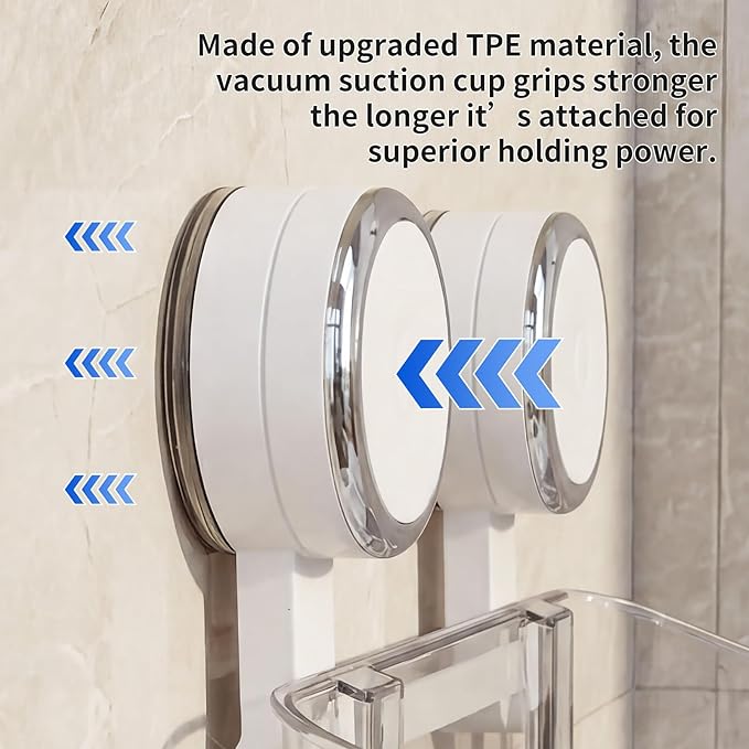 Shower Caddy Suction Cup, Removable Bathroom Organizer Shelf for Shower Storage, No Drilling Clear Square Shower Shelves, Large Capacity & Reusable, 1 pack