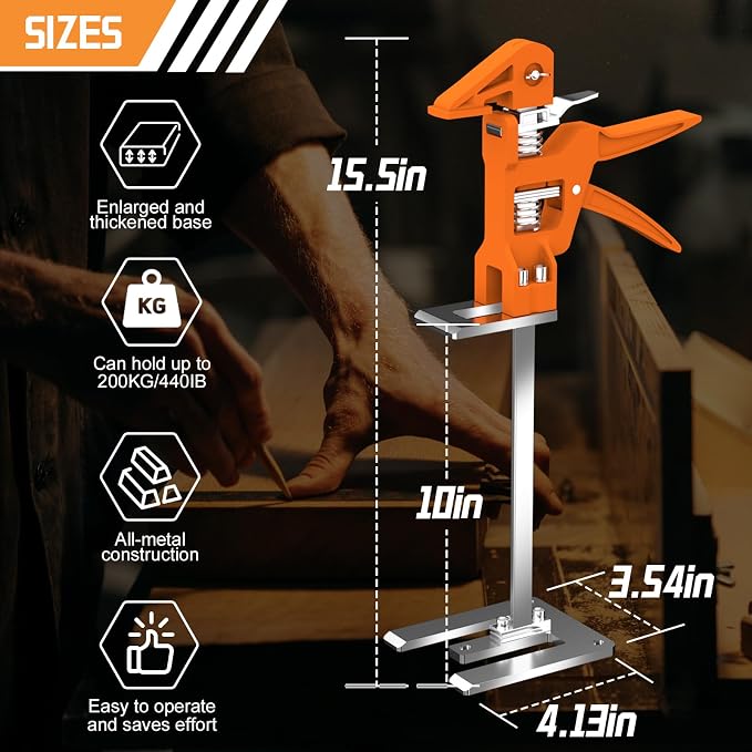 [Upgrade] Labor Saving Arm Jack 2 Pack,15.5 Inch Stainless Steel Furniture Lifts with Handbag,Hand Furniture Jack Lifter Tool for Installing Cabinets,Flooring&Windows,Load 440LBS