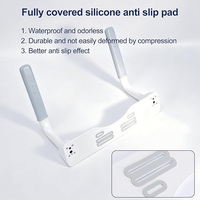 Toilet Safety Rails for Seniors with Space Saving Flip-Up Armrests, Toilet Support Rails for Seniors and Disabled, Pregnant Women, Grab Bars Toilet Safety Frame for Bathroom