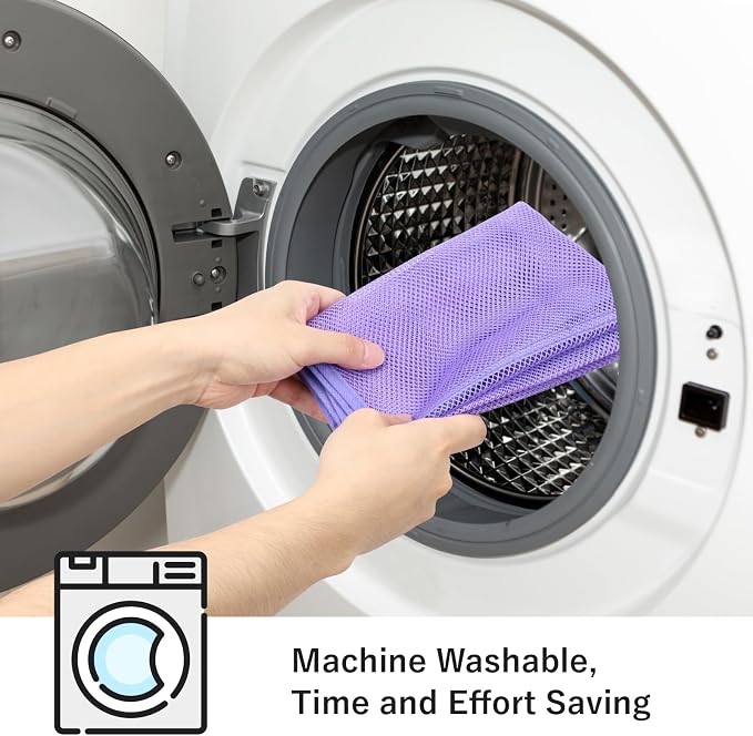 F-color Cruise Essentials 2026 - Mesh Shower Organizer Hanging with 7 Pockets for RV Gym Camping, Quick-Dry Portable Toiletry Bag with Metal Hooks for Bathroom Travel Toiletries, Purple+Purple