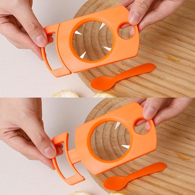 Passion Fruit Opener Tool - Stainless Steel Kitchen Peeling Gadget with Spoon - Passion Fruit Peeler - for Home Restaurant Party Gathering Picnic
