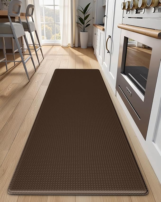 Kitchen Mats for Floor - 17"x59" Anti Fatigue Mats for Kitchen Floor - Non Slip Cushioned Rugs for Standing - Brown