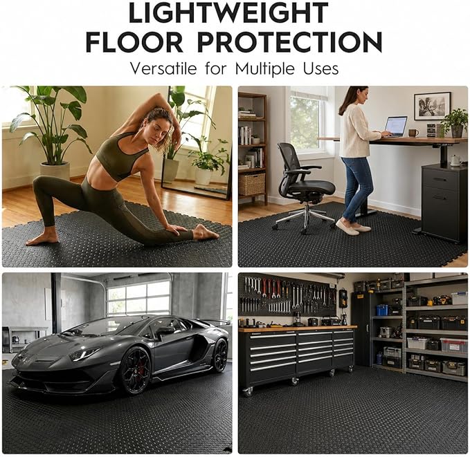 18pcs Puzzle Exercise Mat, 12.6"x12.6"x0.4", 18sqft EVA Interlocking Foam Floor Tiles, Non-Slip, Protective, Water-Resistant Flooring for Home Gym & Workout Equipment