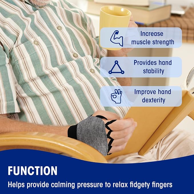 Zipcase Weighted Gloves for Tremors to Provide Hand Stability,Perfect Writing Weights & Hand strenthening Tool, Gray